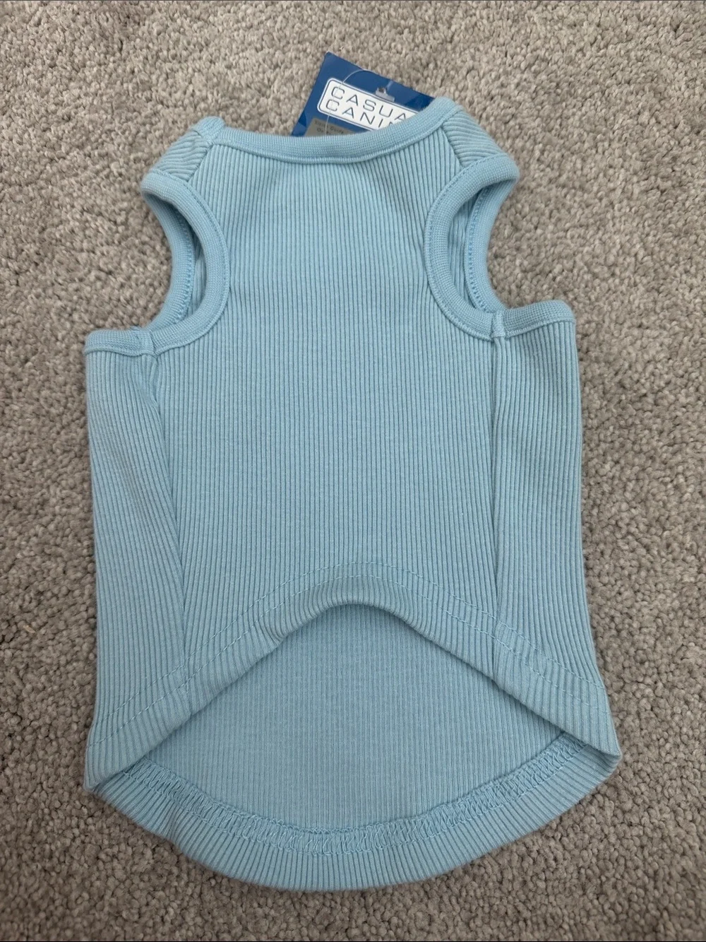Casual Canine Light Blue Tank With Red Heart XS